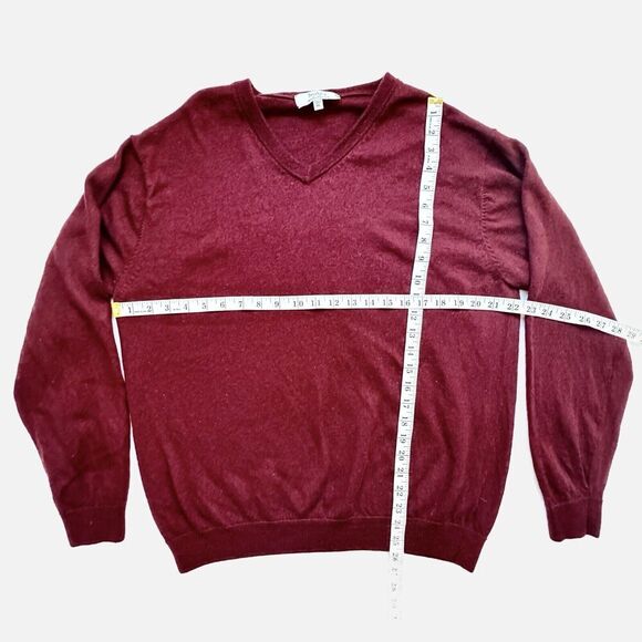 Turnbury Merino Wool Sweater Mens XL Red Maroon V-Neck Pullover Long Sleeve - Picture 10 of 13